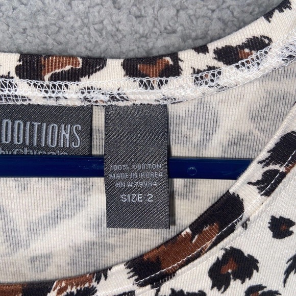 Additions by Chico's Top Womens 2 White Brown Heart Pattern Long Sleeve Casual - Picture 10 of 13